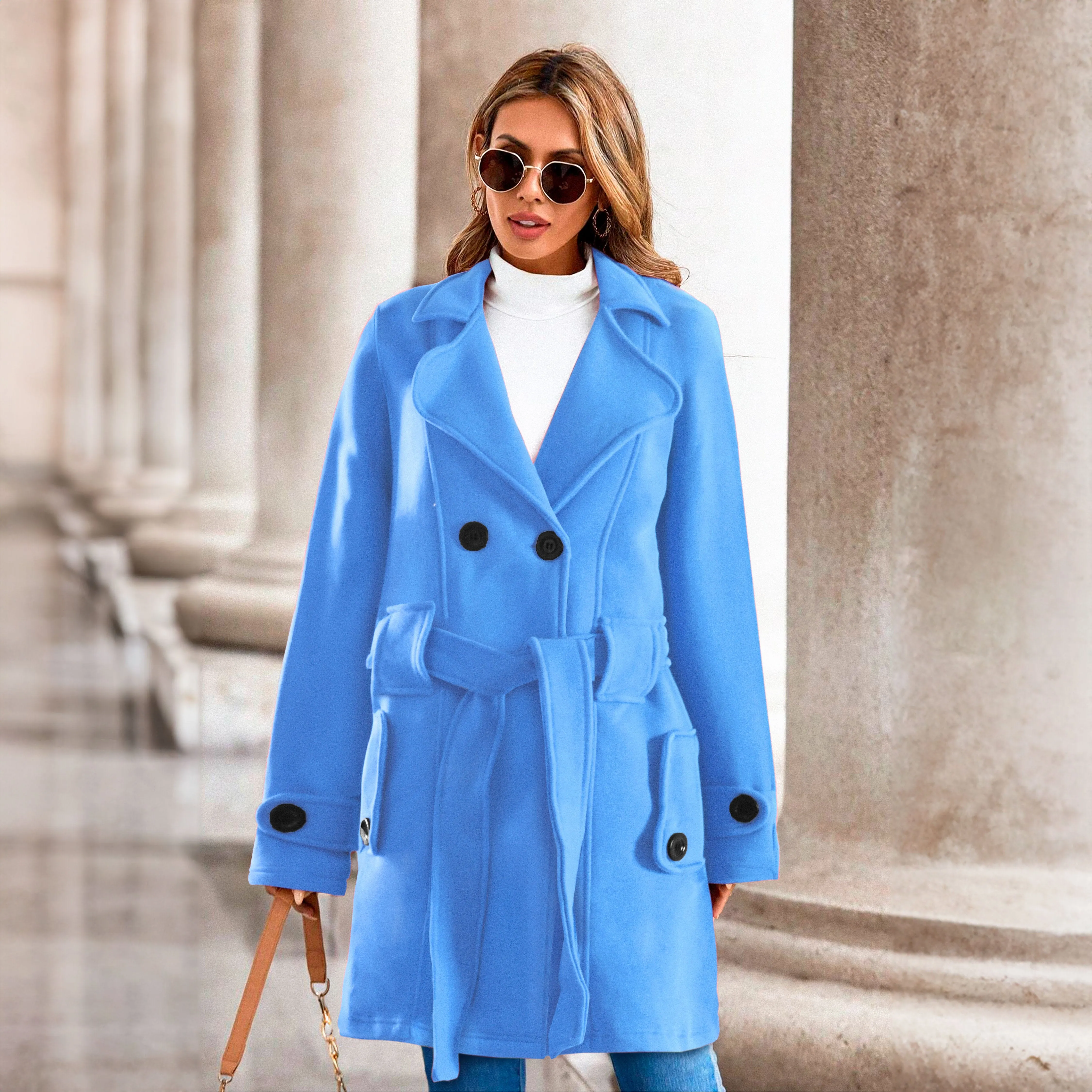 RSG Women's Fleece Long Trench Coat