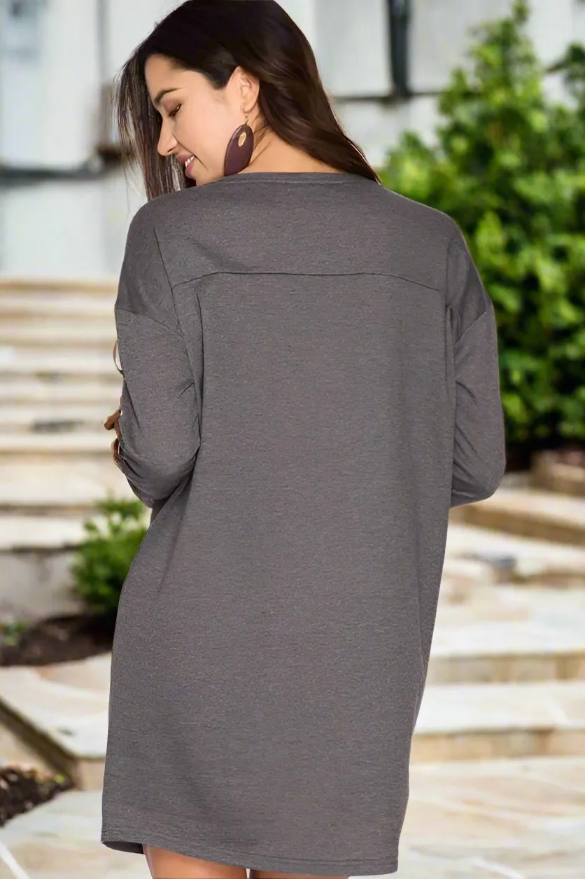 She   Sky French Terry Shift Dress - Gray