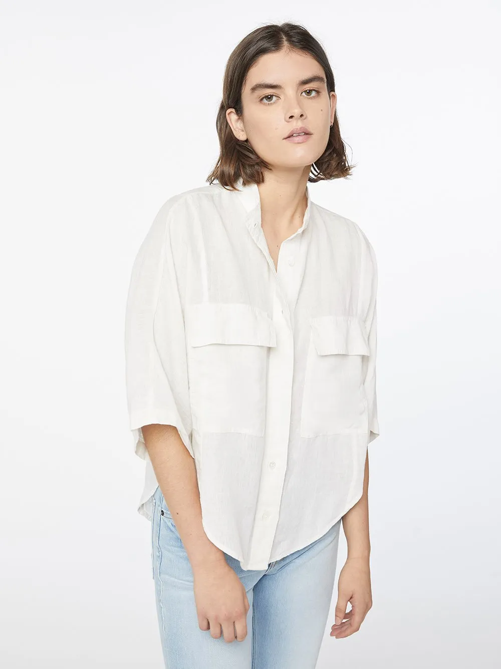 Short Sleeve Clean Safari Shirt -- Blanc