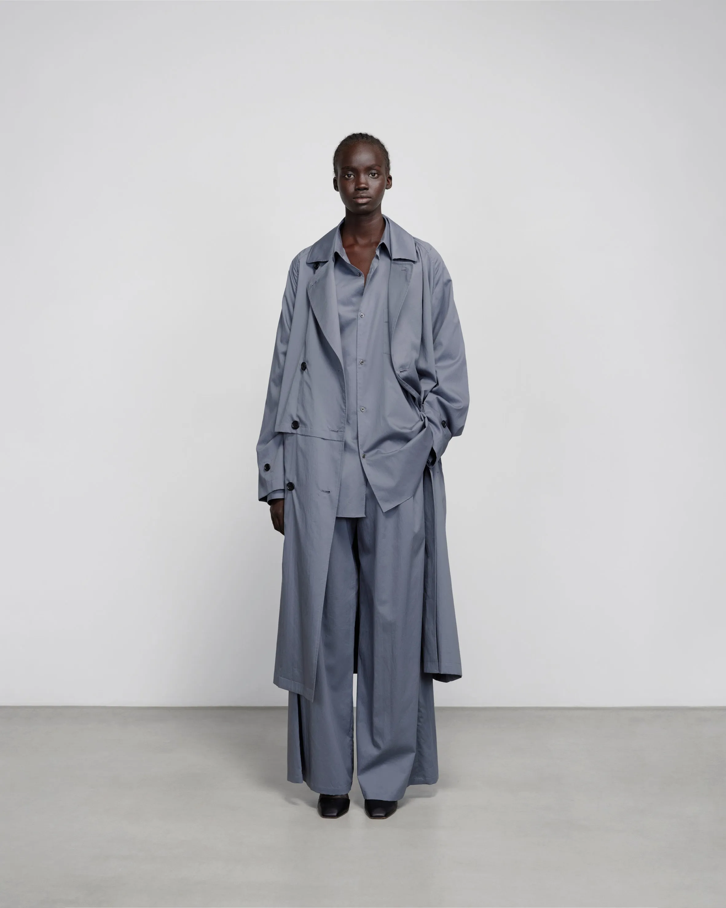 Silicon Poplin Cape Trench Coat