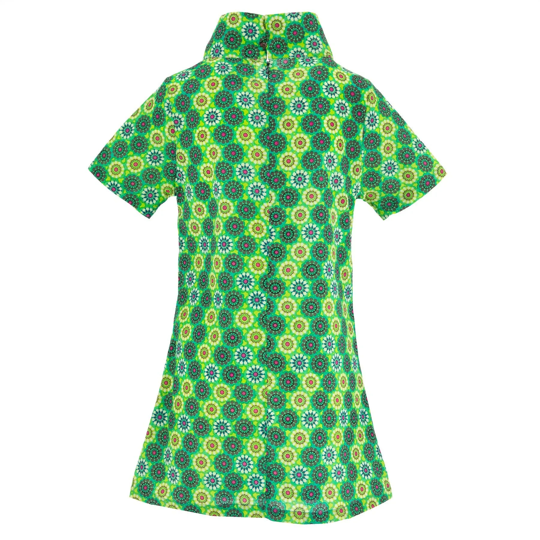 Sixties Shift Dress - Green Daisy Spray