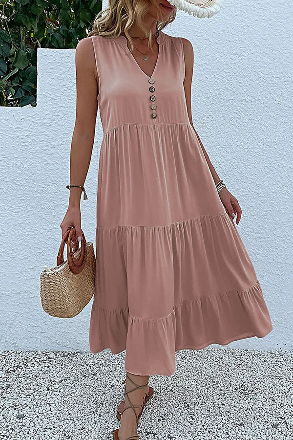 Sleeveless loose casual solid color vest dress