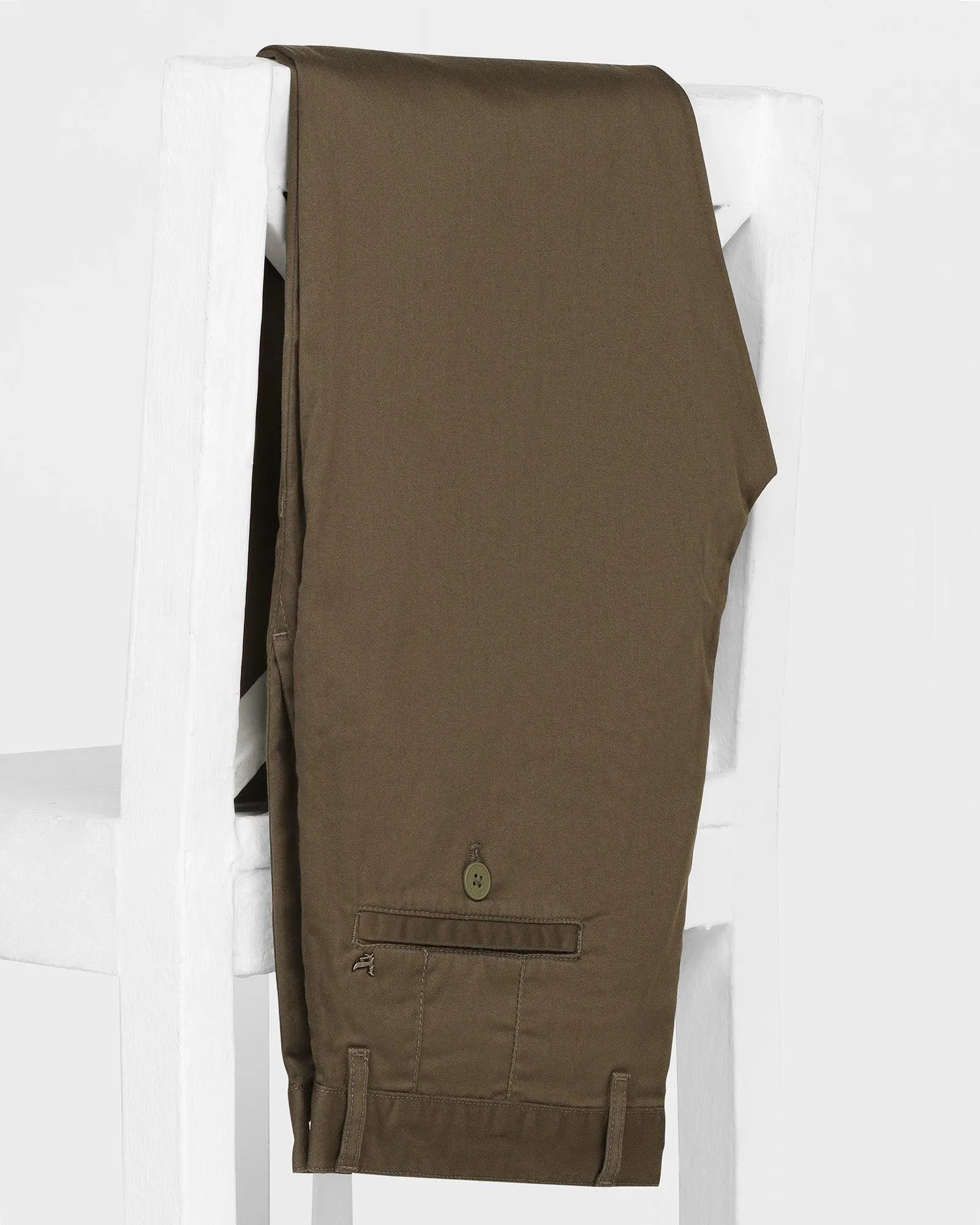 Slim Comfort B-95 Casual Dark Green Solid Khakis - Mark