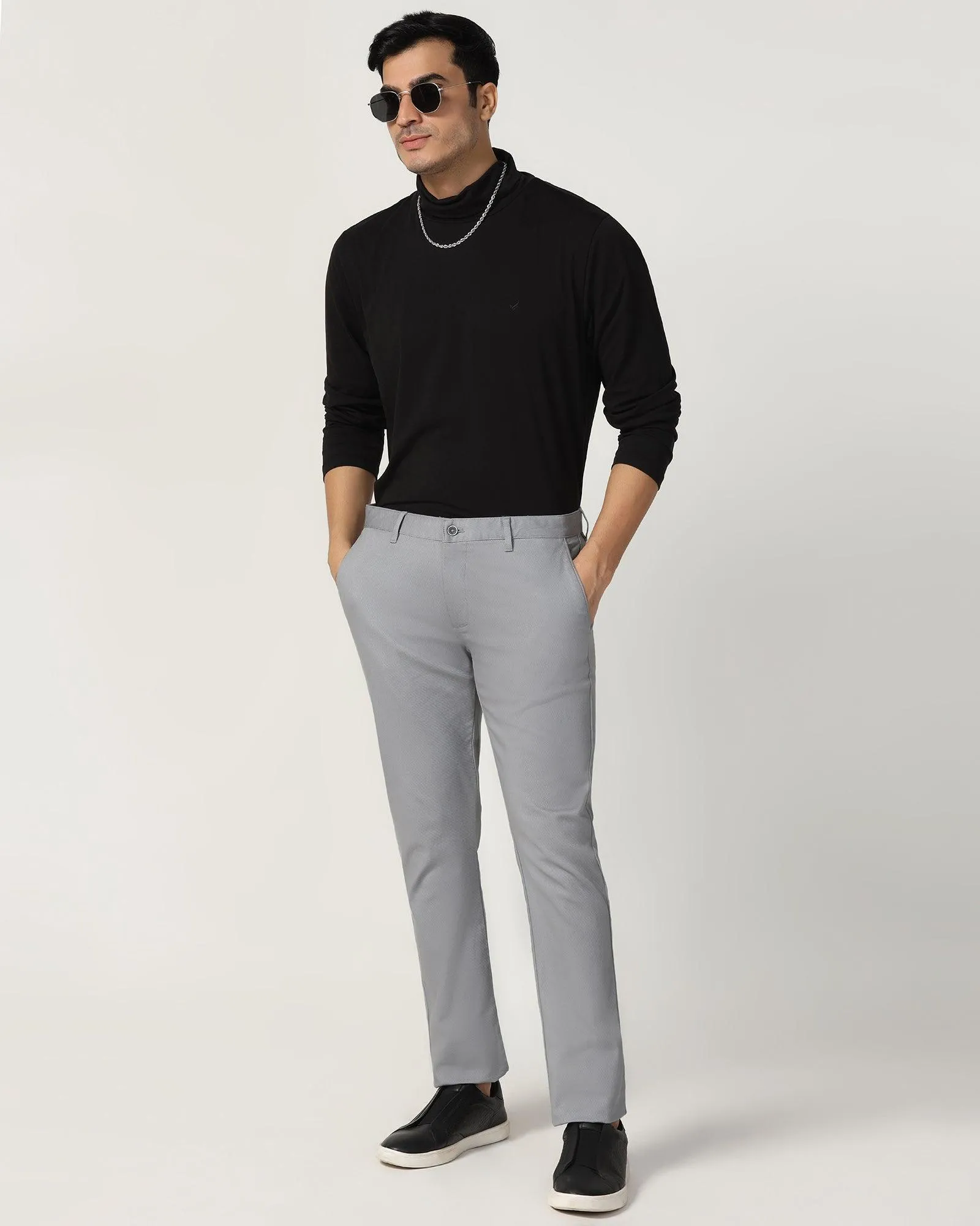 Slim Comfort B-95 Casual Grey Textured Khakis - Tark