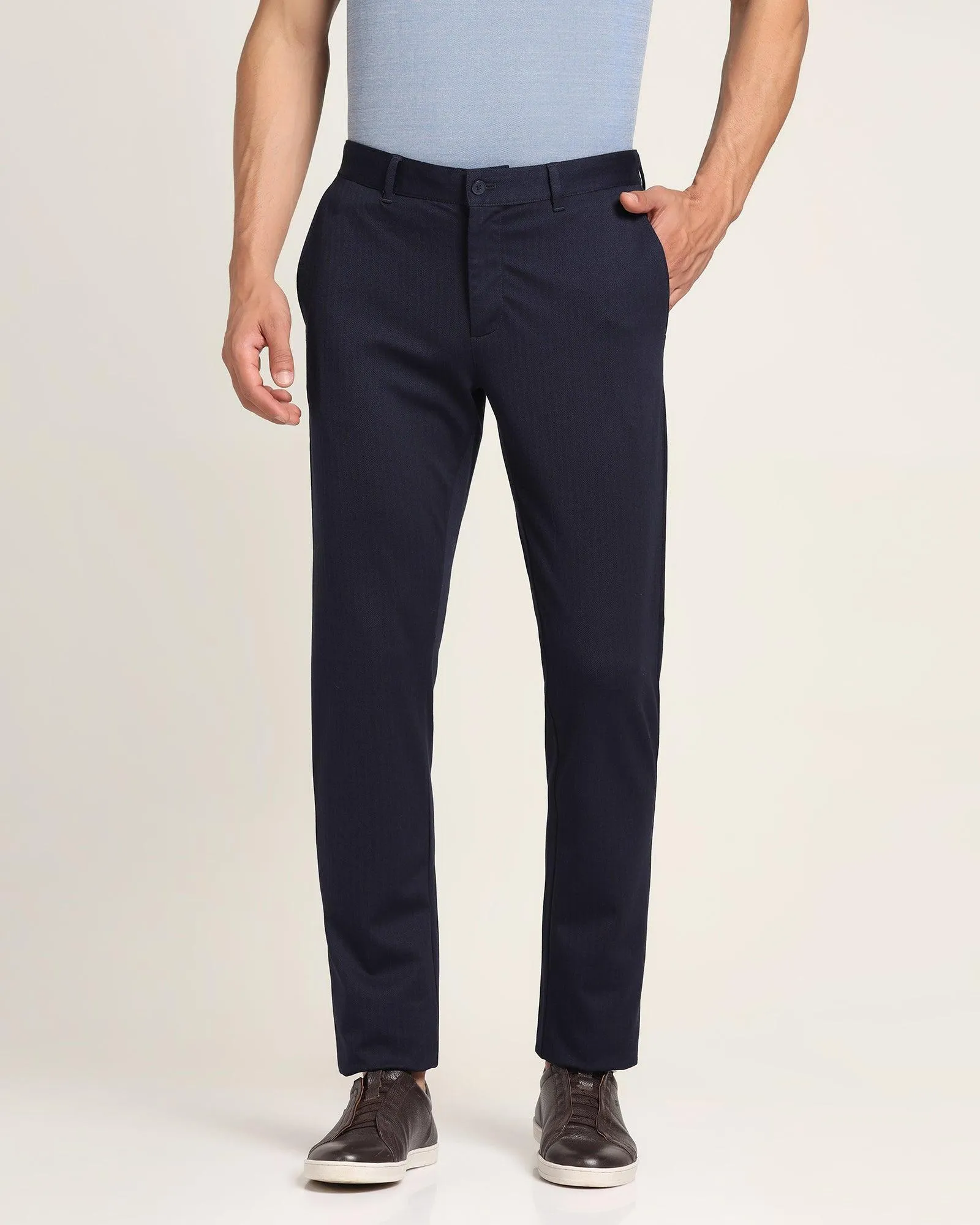 Slim Comfort B-95 Casual Navy Textured Khakis - Jorge