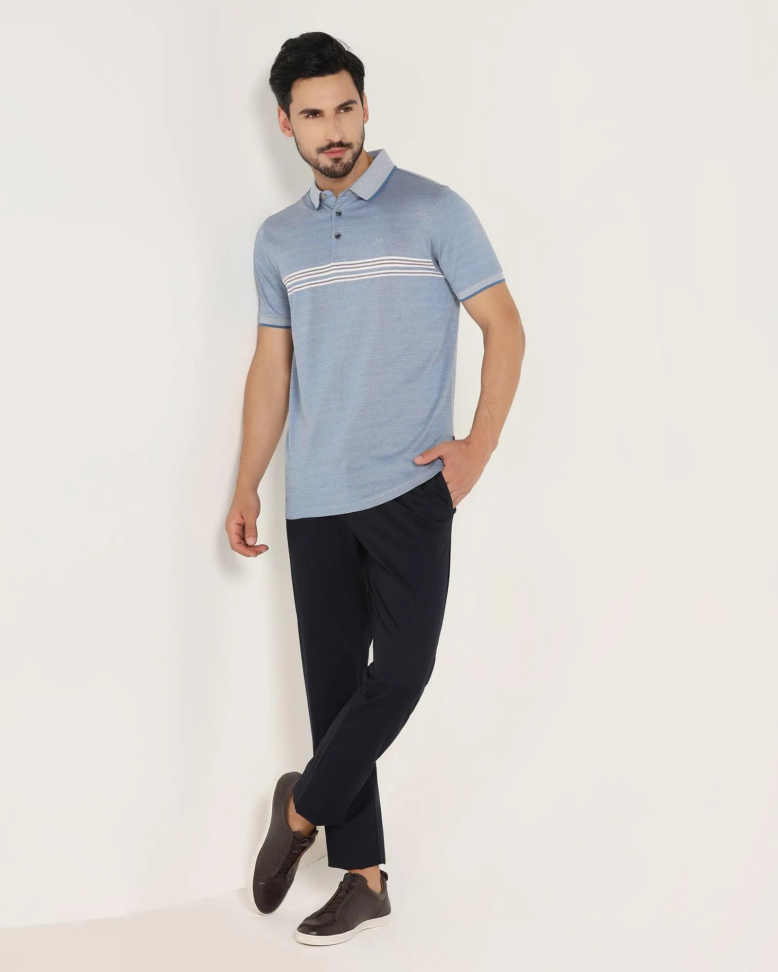 Slim Comfort B-95 Casual Navy Textured Khakis - Jorge