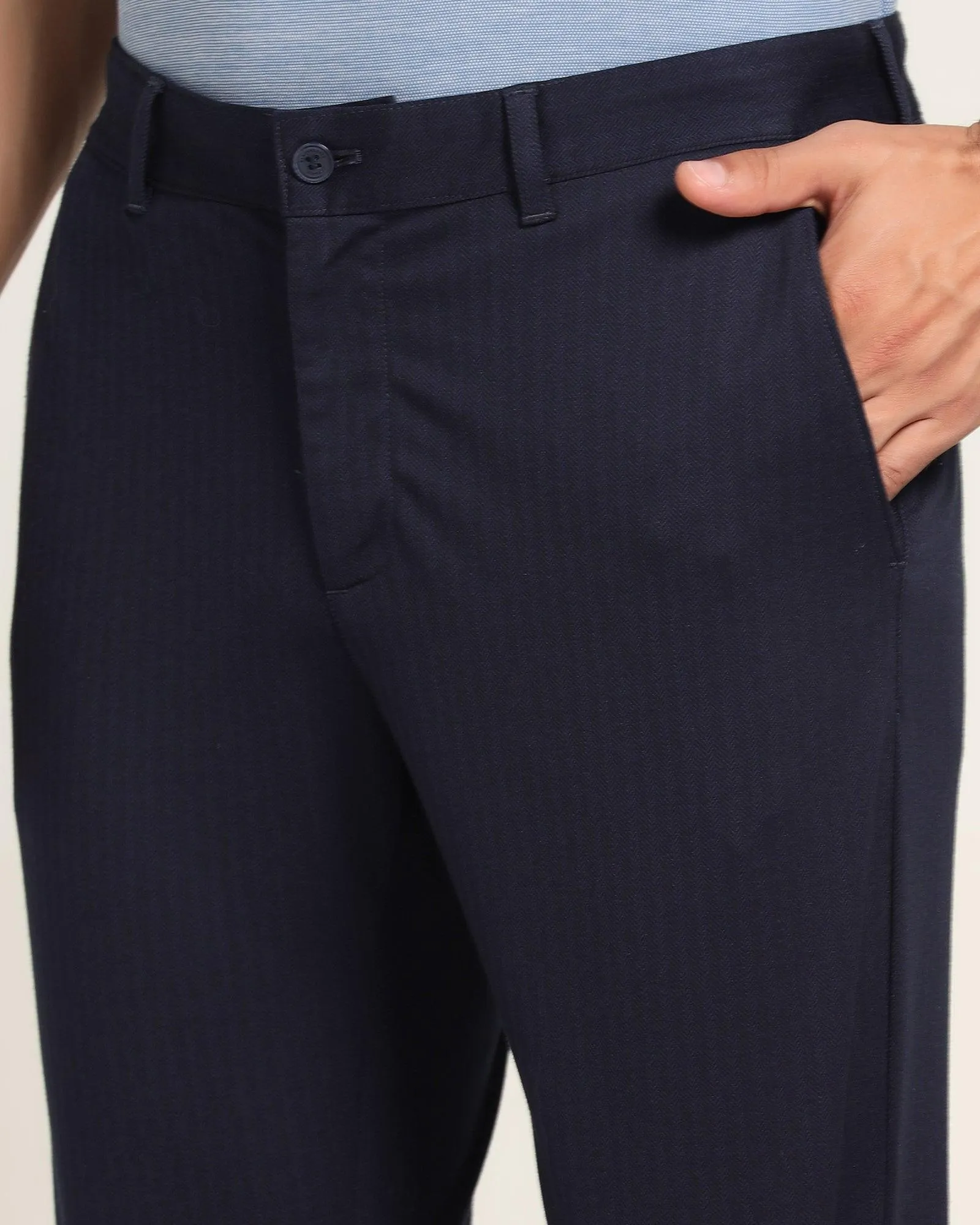 Slim Comfort B-95 Casual Navy Textured Khakis - Jorge