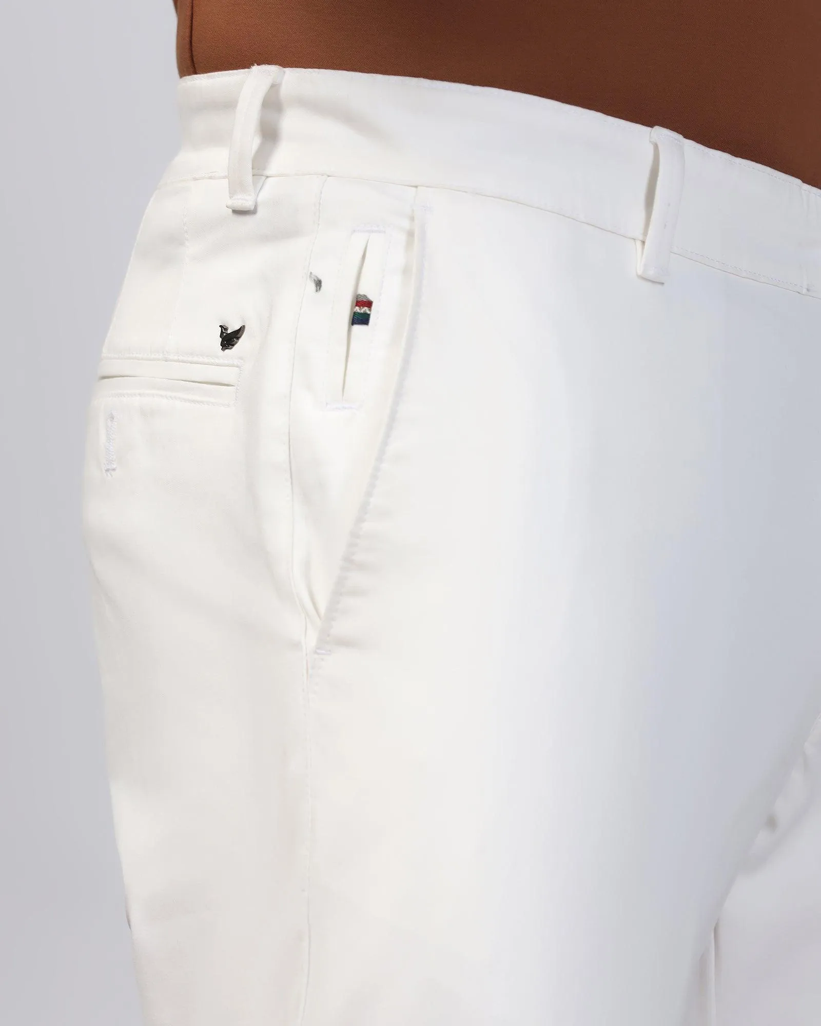 Slim Comfort B-95 Casual White Solid Khakis - Tron