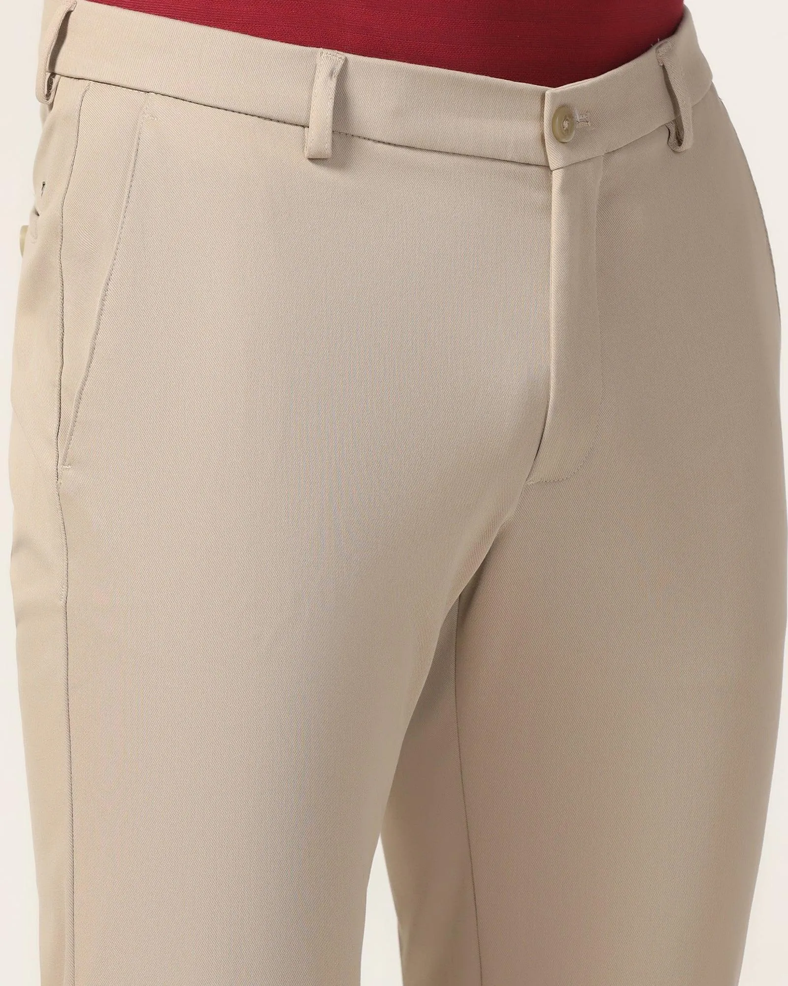 Slim Fit B-91 Casual Beige Solid Khakis - Vring