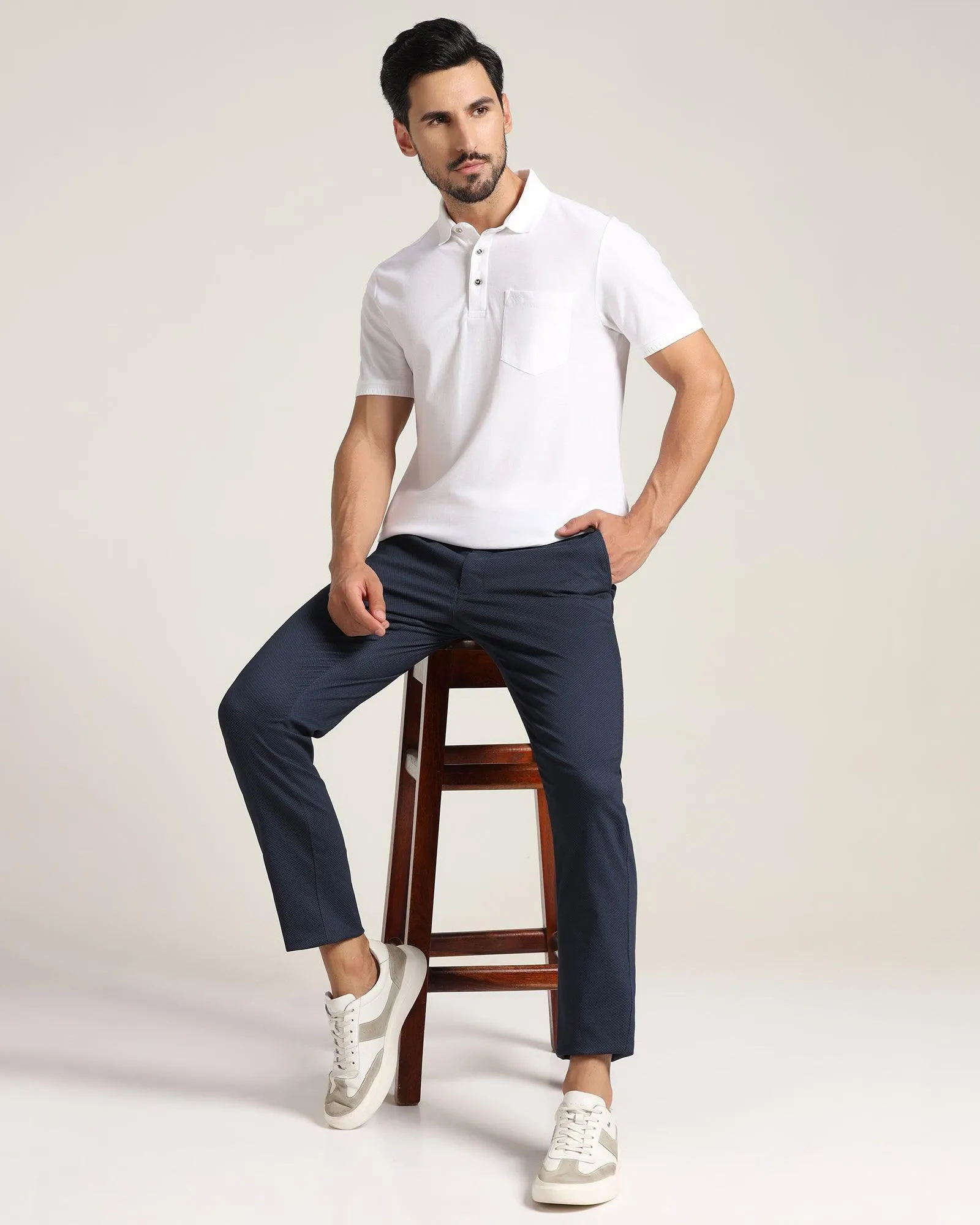 Slim Fit B-91 Casual Navy Printed Khakis - Torop