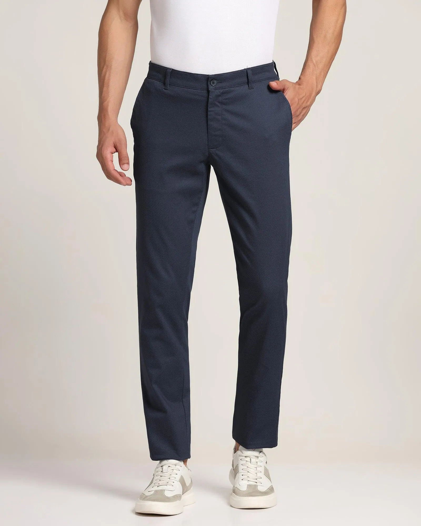 Slim Fit B-91 Casual Navy Printed Khakis - Torop