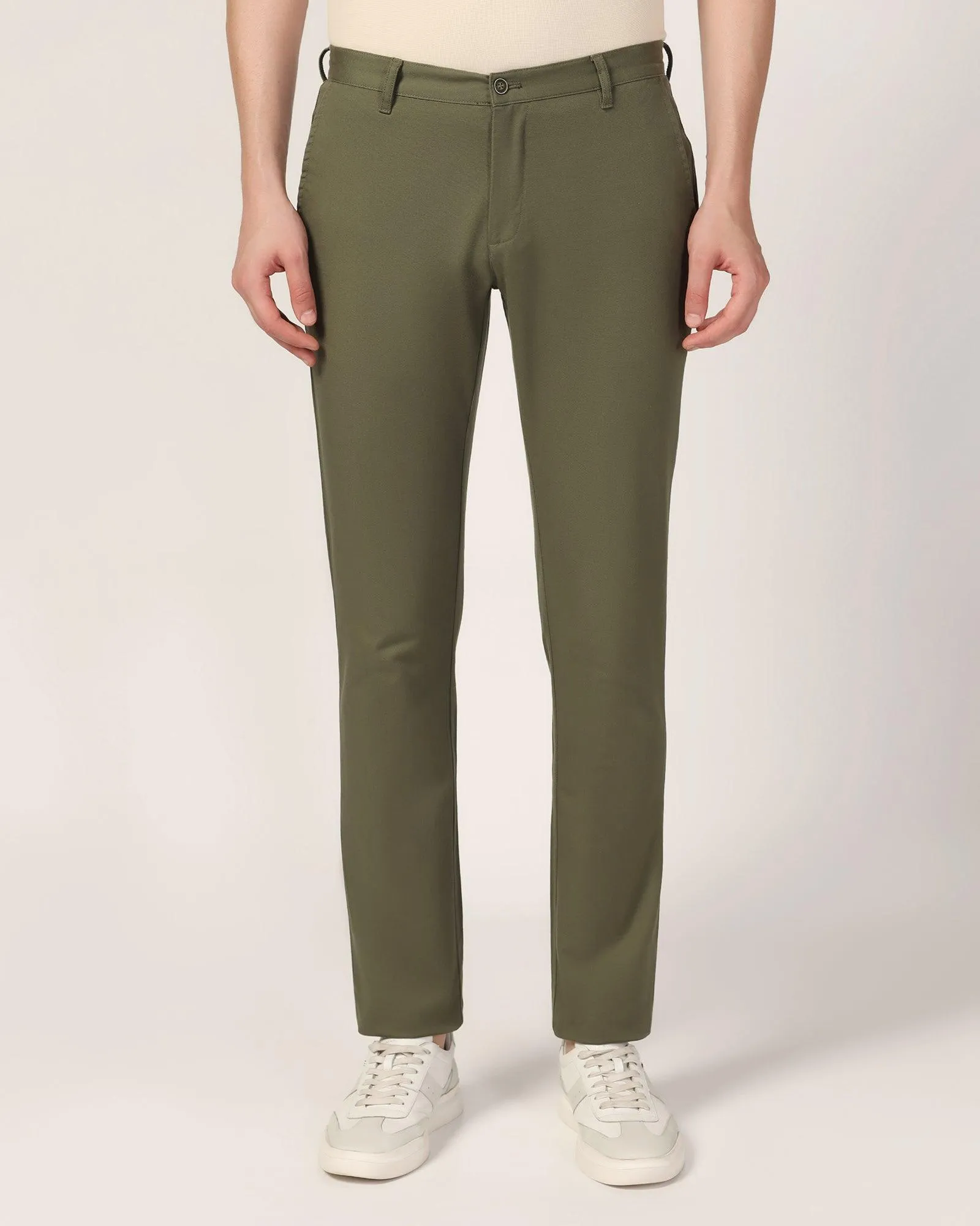 Slim Fit B-91 Casual Olive Solid Khakis - Mint