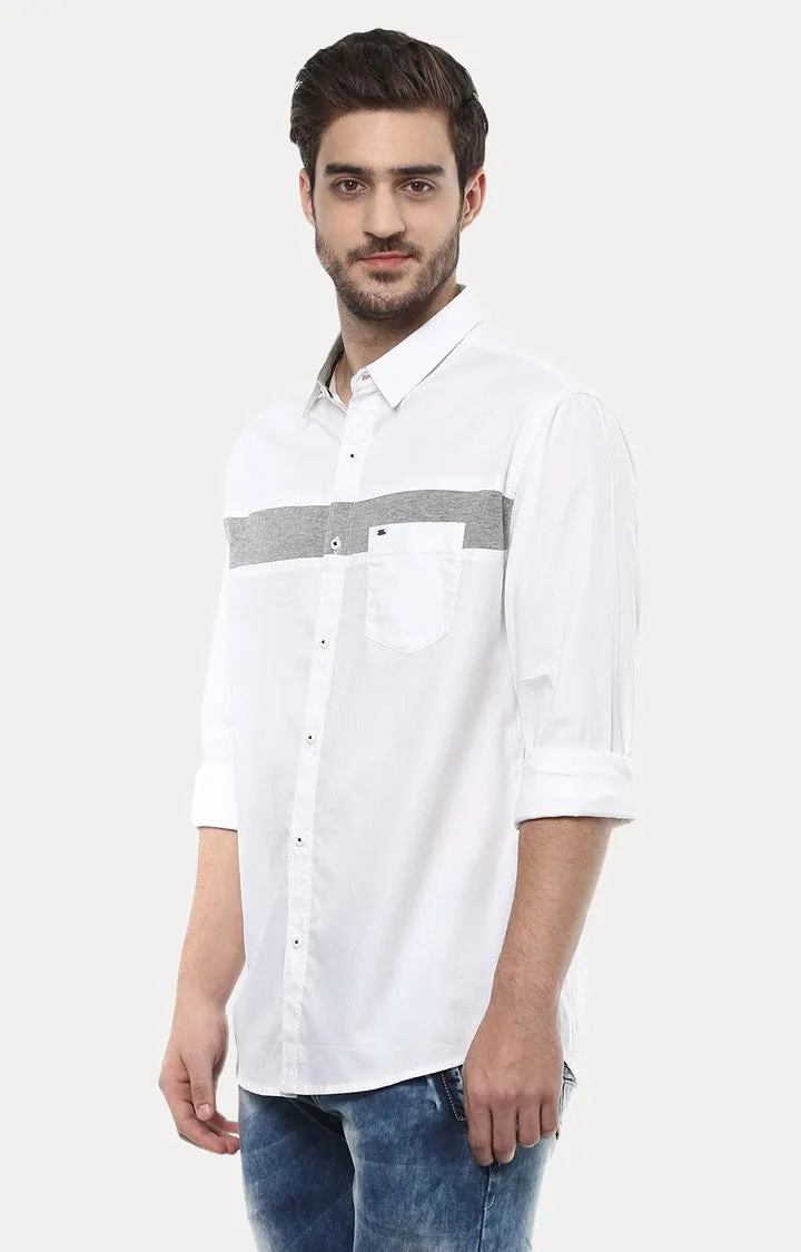 Spykar Men'S White Cotton Solid Casual Shirts