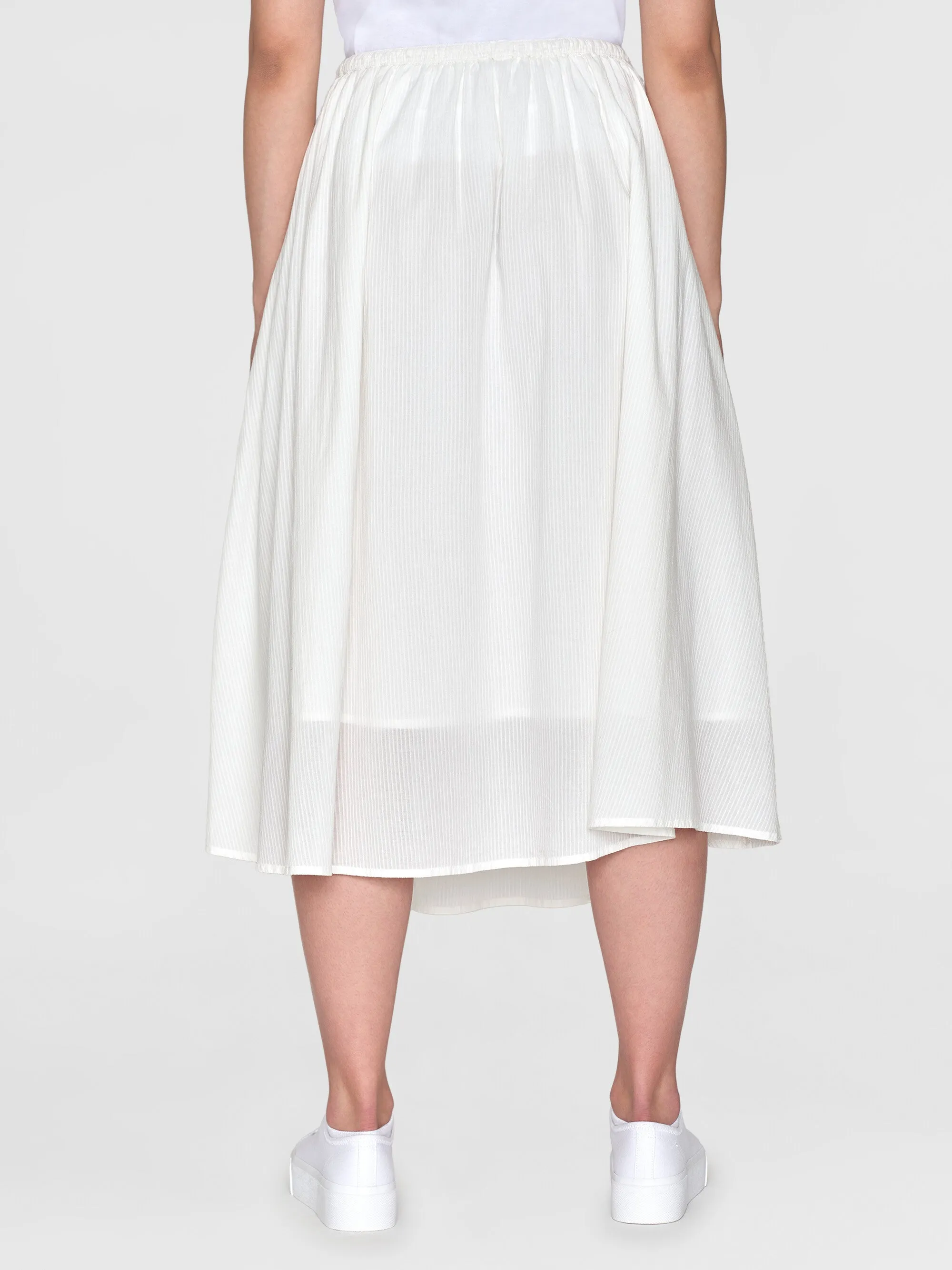 Stripe structure A-shape mid-length skirt - Egret