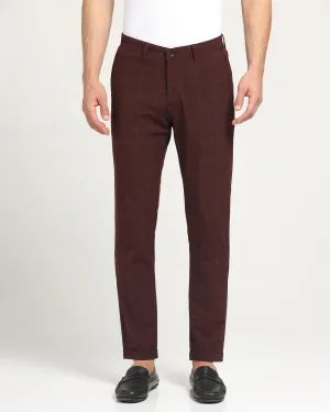 Super Slim Phoenix Casual Wine & Red Check Khakis - Travey