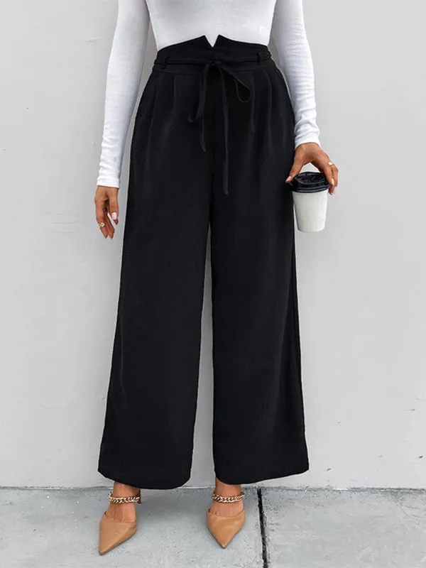 TEEK - Black Drawstring Elastic Waist Loose Wide Leg Pants