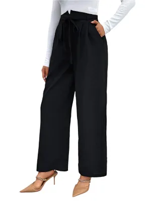 TEEK - Black Drawstring Elastic Waist Loose Wide Leg Pants