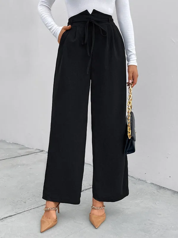 TEEK - Black Drawstring Elastic Waist Loose Wide Leg Pants