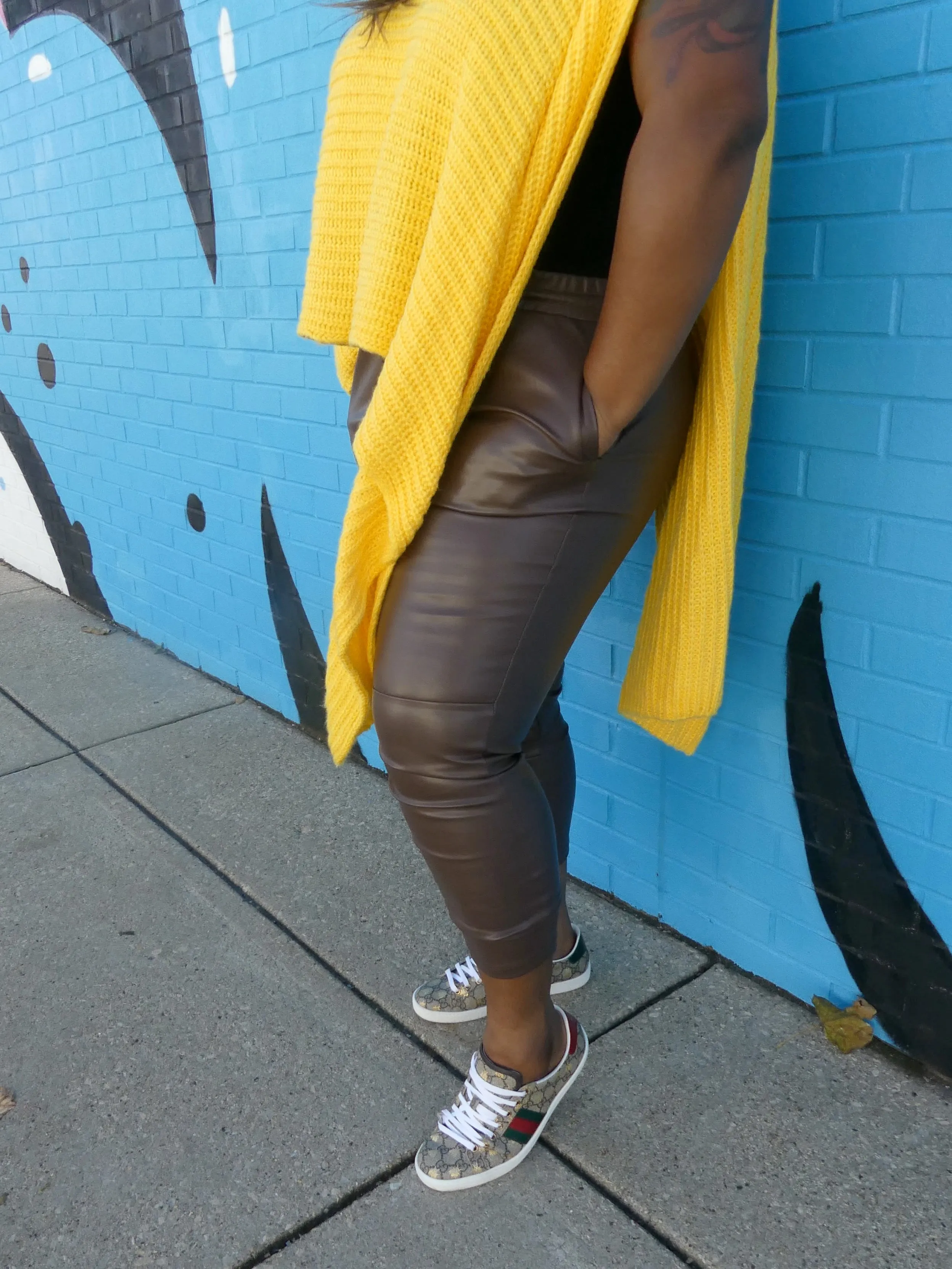 The Leatherette Slant Pants