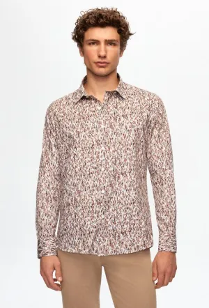 Twn Slim Fit Brown Printed Shirt