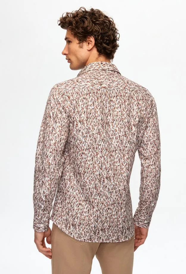 Twn Slim Fit Brown Printed Shirt