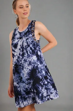 Umgee Tie Dye Shift Dress - Cobalt