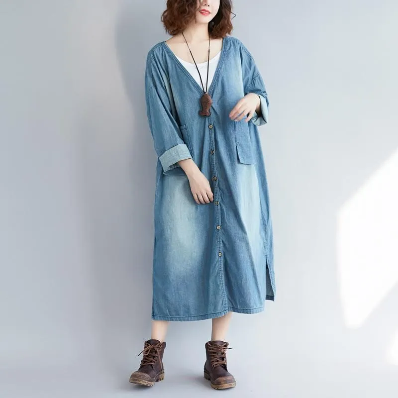 Vintage Denim Trench Coat