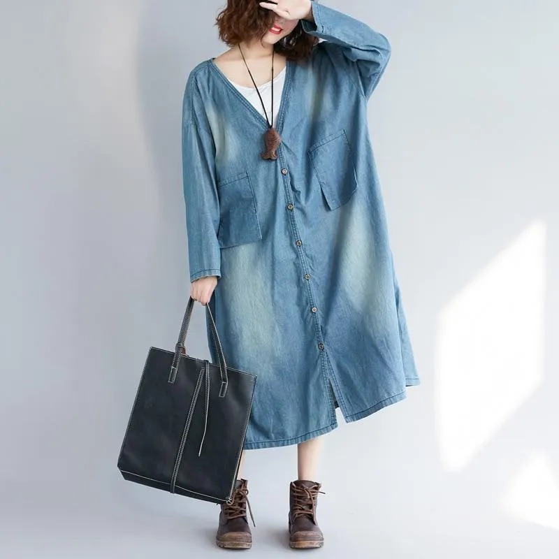 Vintage Denim Trench Coat