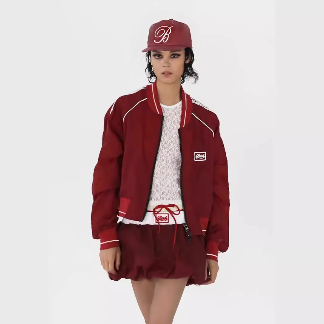 Wenkouban 90s streetwear High-Grade Style Retro Baseball Uniform Coat for Women 2024 New Fashion Loose Coat