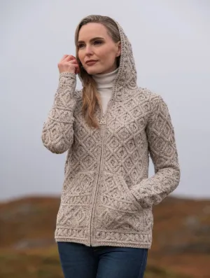 West End Knitwear | Skellig Zip Honeycomb | Hood Cardigan | Women's