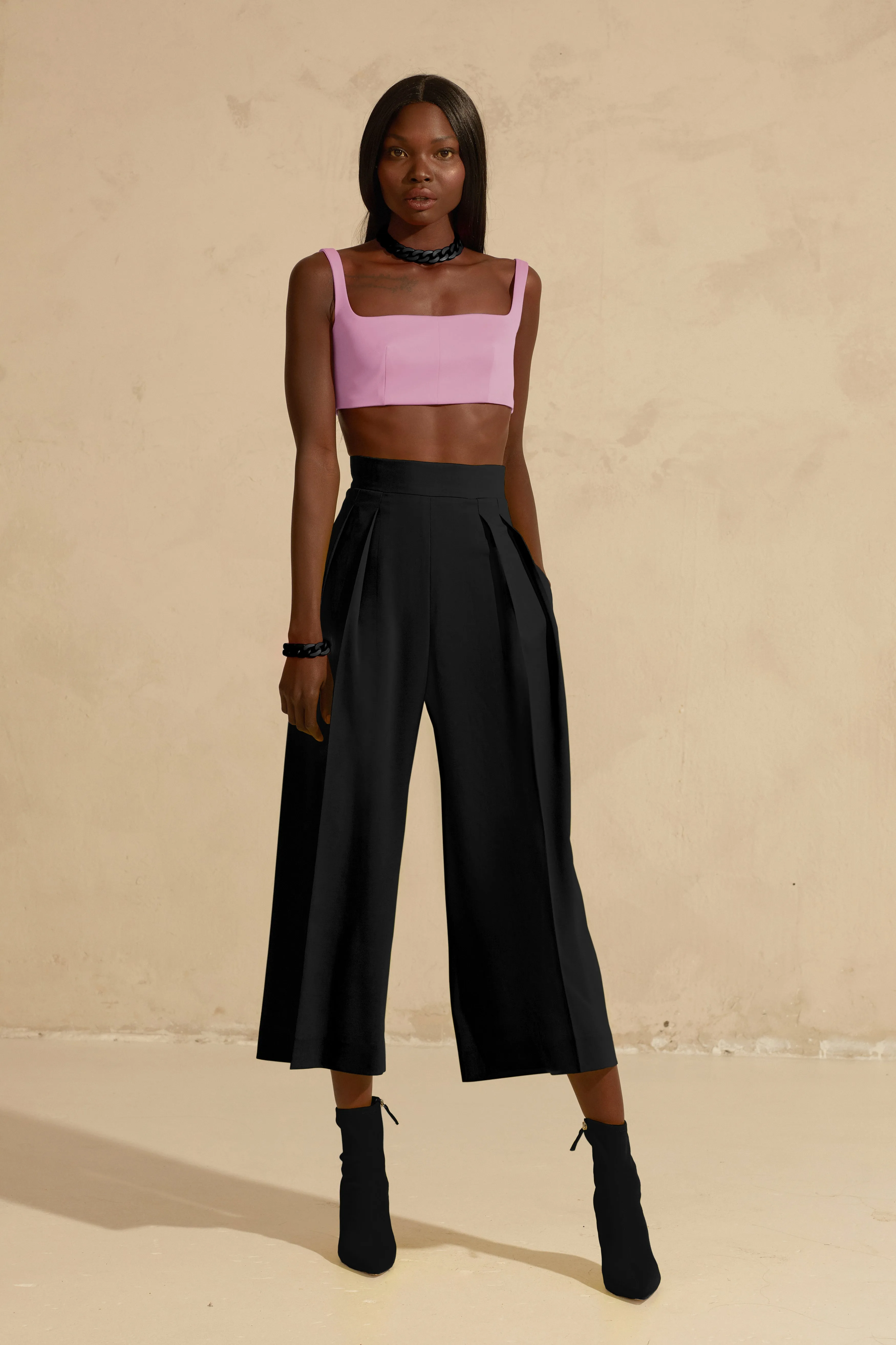 Wide-Leg Cropped Pants