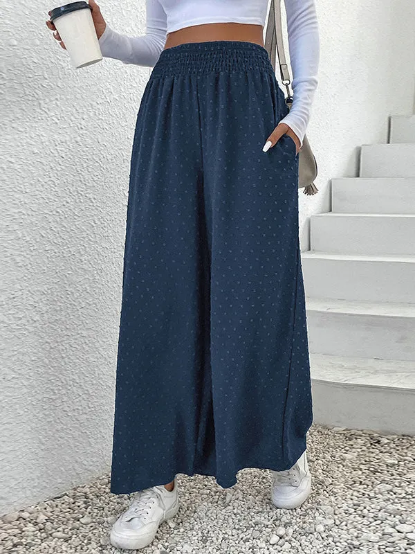 Wide Leg Elasticity Jacquard Pants Trousers