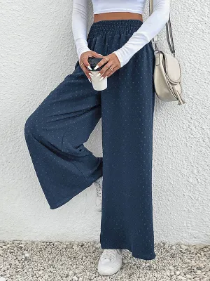 Wide Leg Elasticity Jacquard Pants Trousers