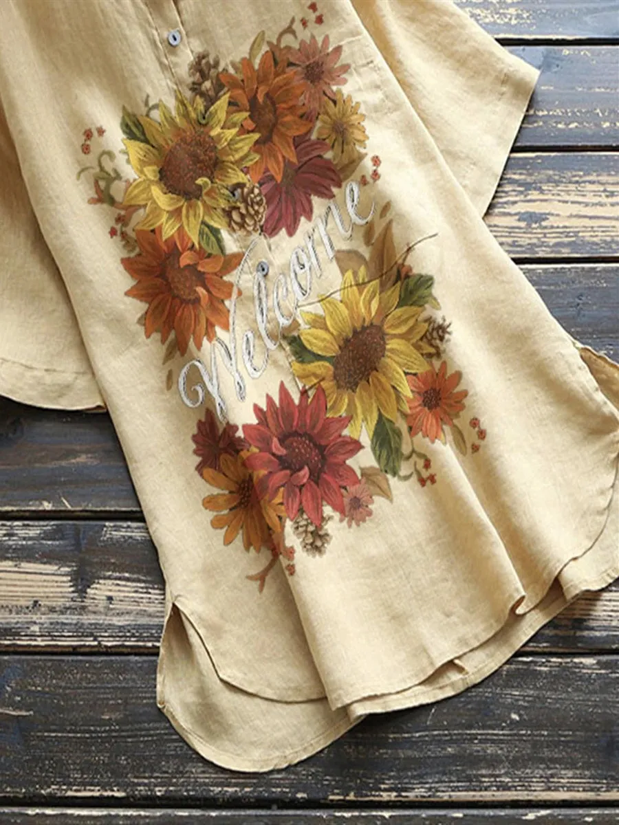 Yellow Casual Floral Shirts & Tops